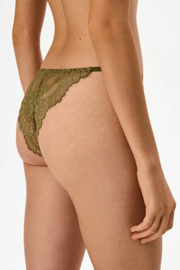 Penti Olive Green Lace Brazilian Briefs