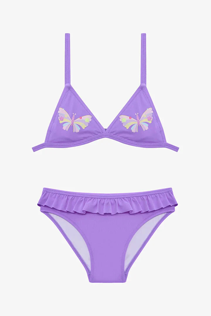 Penti Girls Butterfly Triangle Skirt Lilac Bikini Set