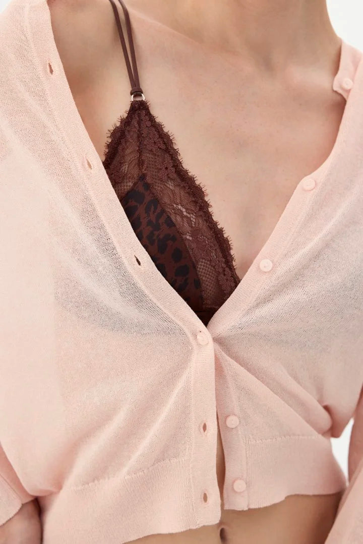 Penti Brown Printed Micro Lace Triangle Leopard Print Bra