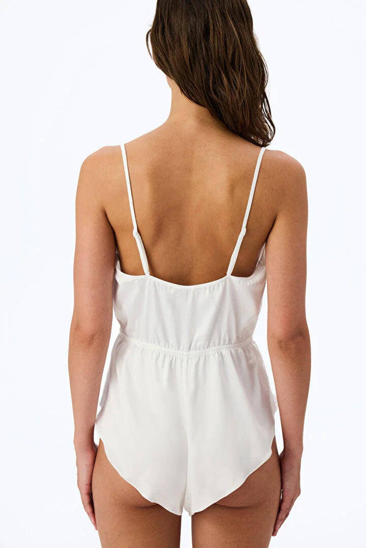Penti Off-White Satin Ruched Bodysuit