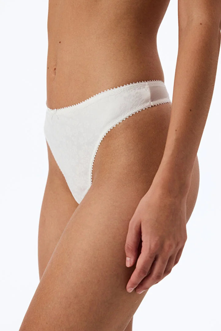 Penti Off White Satin Floral Thong