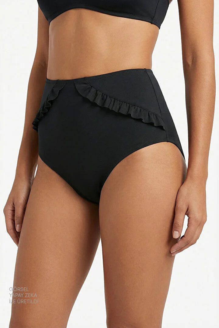 Penti Black New High Ruffle Bikini Bottom