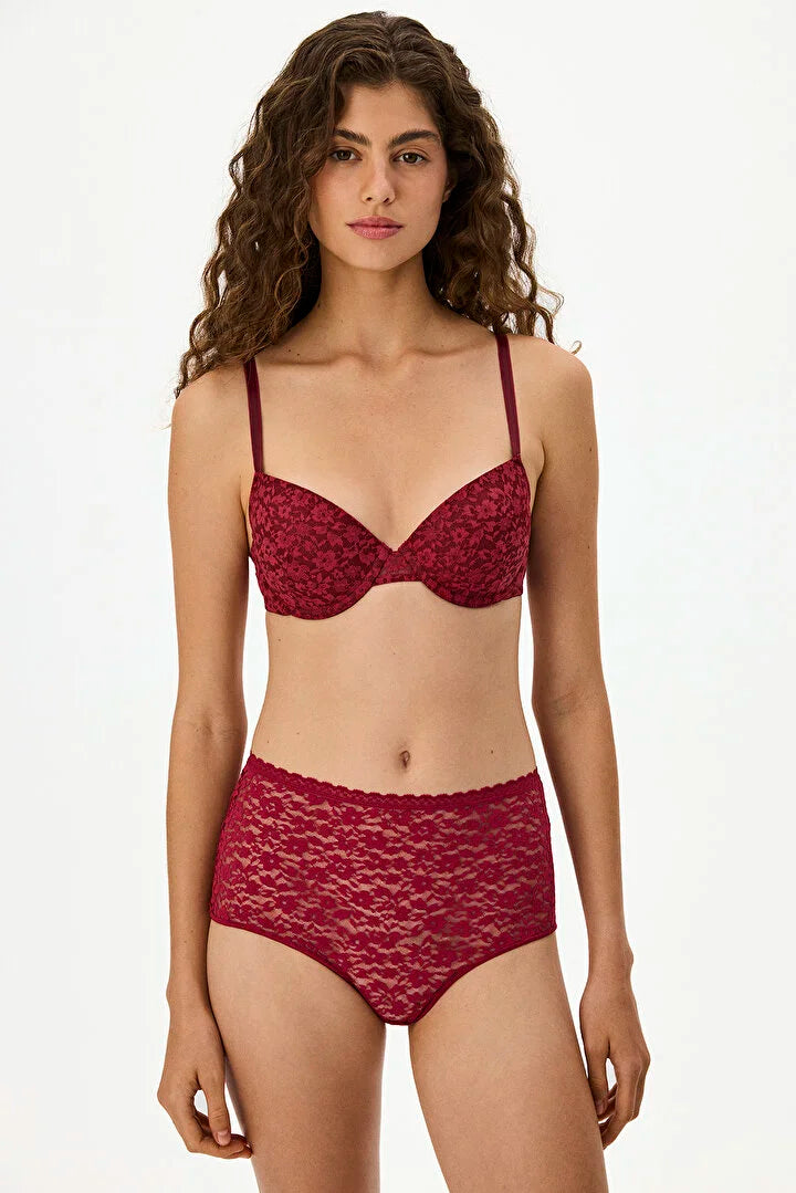 Penti Bordeaux Daylift Lace Floral Padded Bra