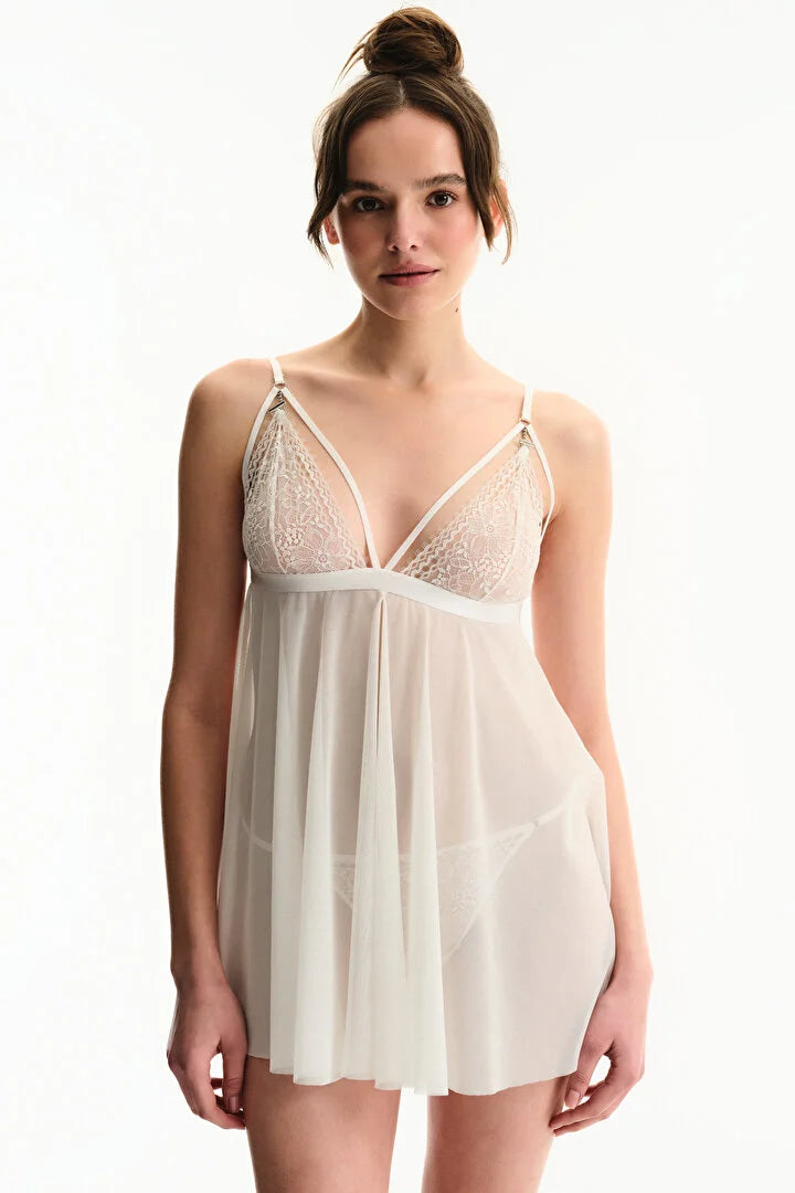 Penti Off-White Lace Detailed Babydoll