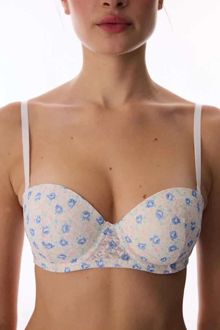 Penti Off-White Pop-Up Supported Floral Lace Bra