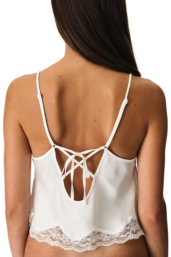 Penti Off White Chiffon Lace Tank Top