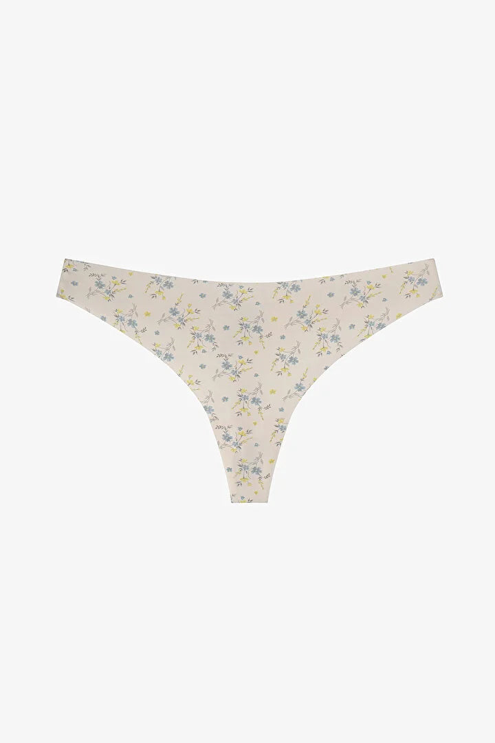 Penti Beige Patterned Laser Cut Thong