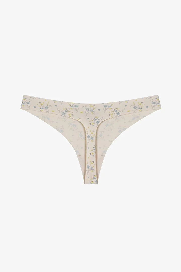 Penti Beige Patterned Laser Cut Thong