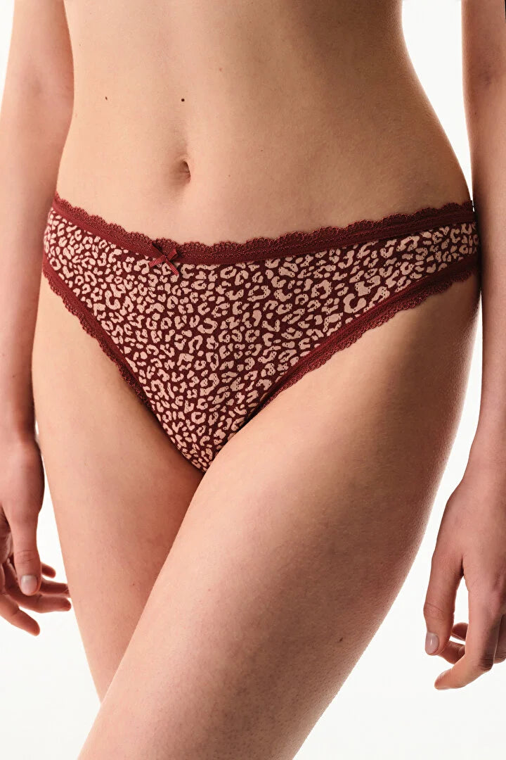 Penti Bordeaux Pointelle Thong