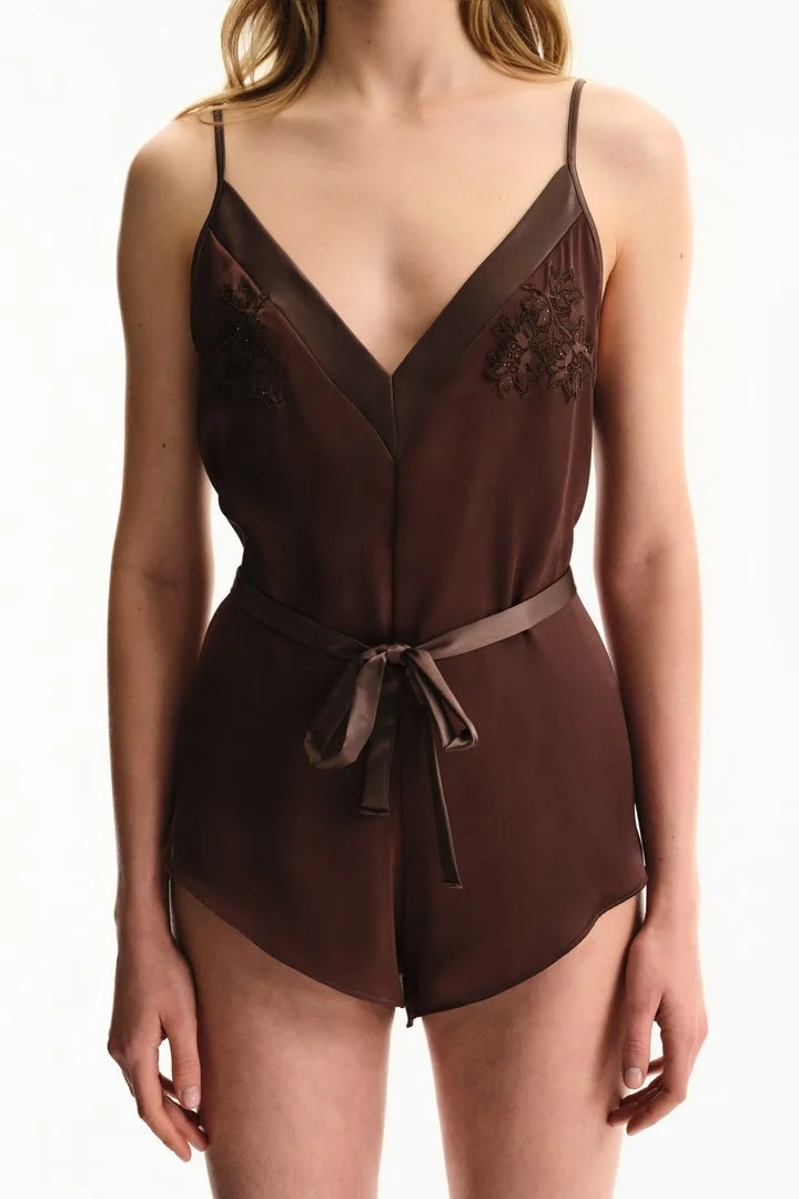 Penti Brown Satin Chiffon Bodysuit