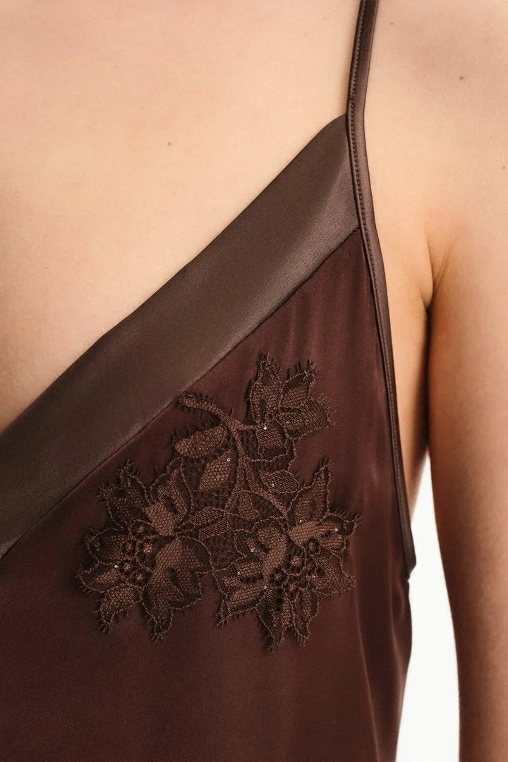 Penti Brown Satin Chiffon Bodysuit