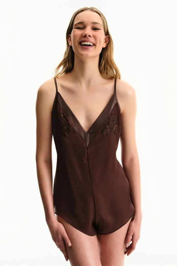 Penti Brown Satin Chiffon Bodysuit