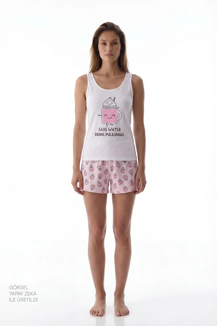 Penti Light Pink Milkshake Shorts Pajama Set