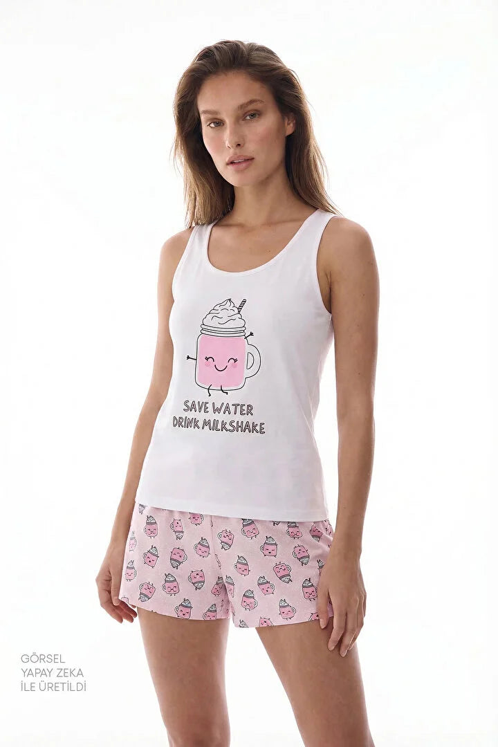 Penti Light Pink Milkshake Shorts Pajama Set