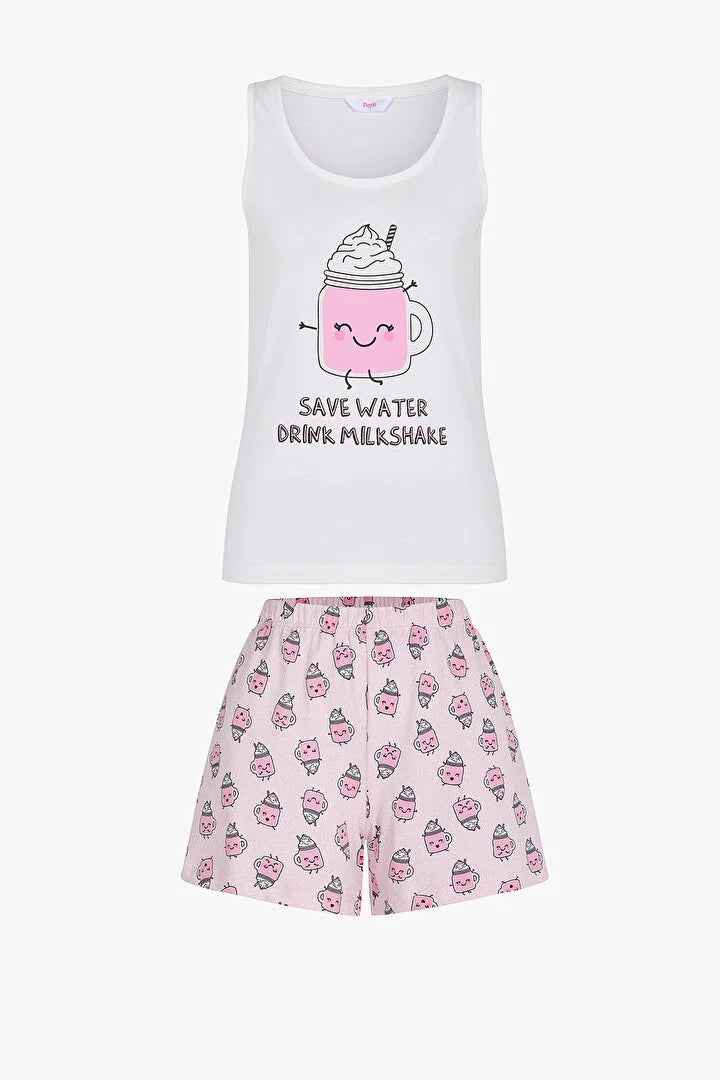 Penti Light Pink Milkshake Shorts Pajama Set