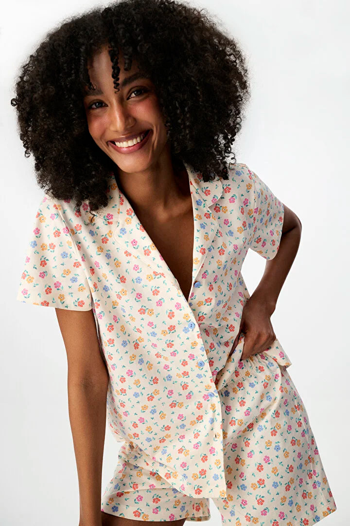Penti Colorful Floral Whisper Shirt &Shorts Pyjama Set