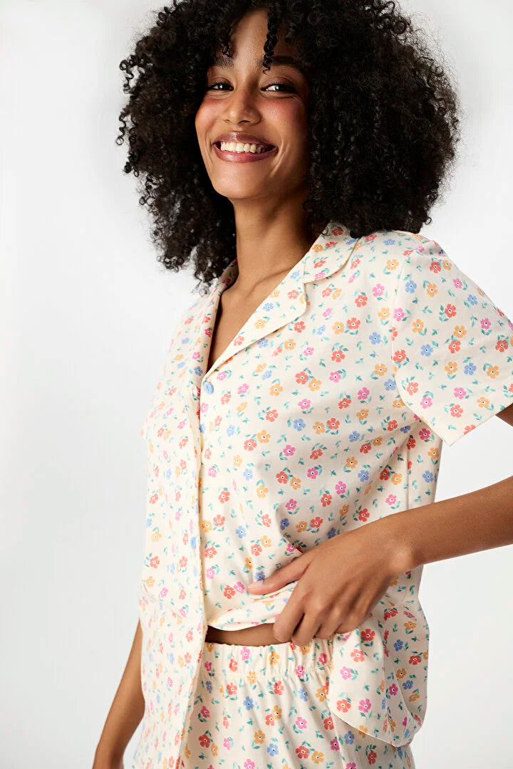 Penti Colorful Floral Whisper Shirt &Shorts Pyjama Set