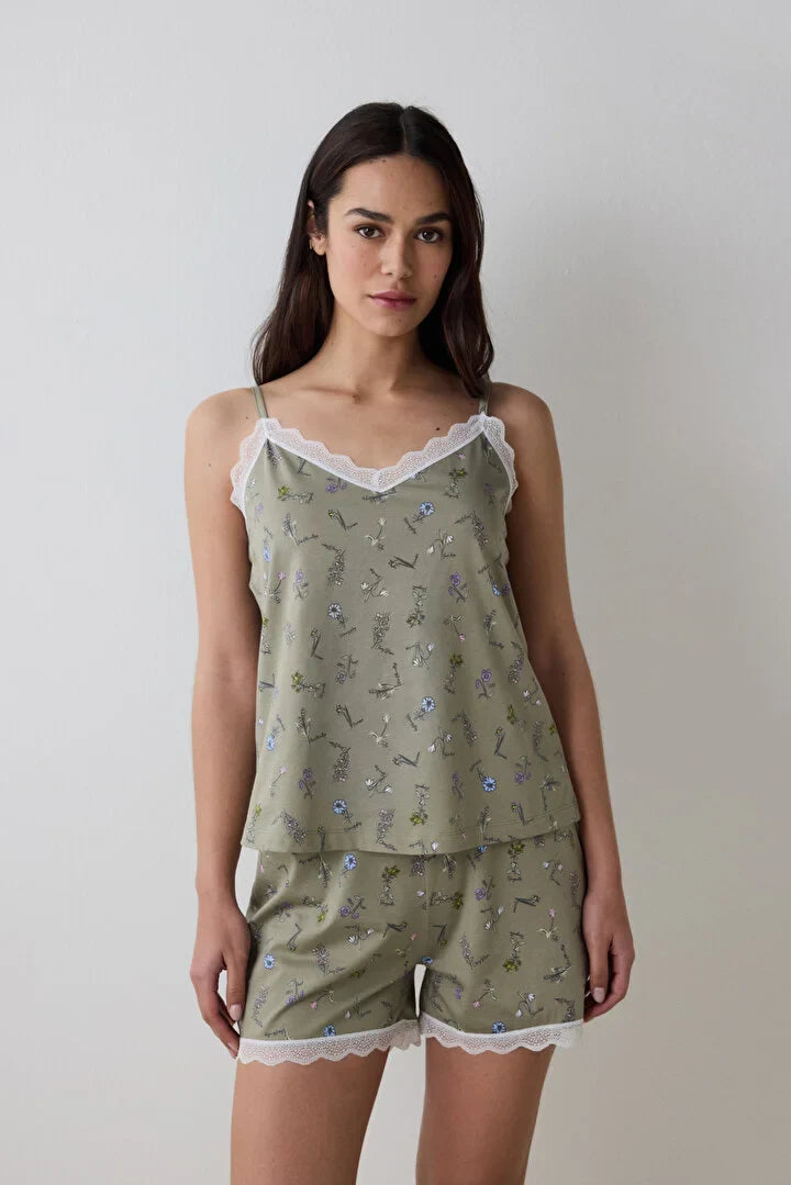 Penti Irish Printed Short Khaki Pj Set