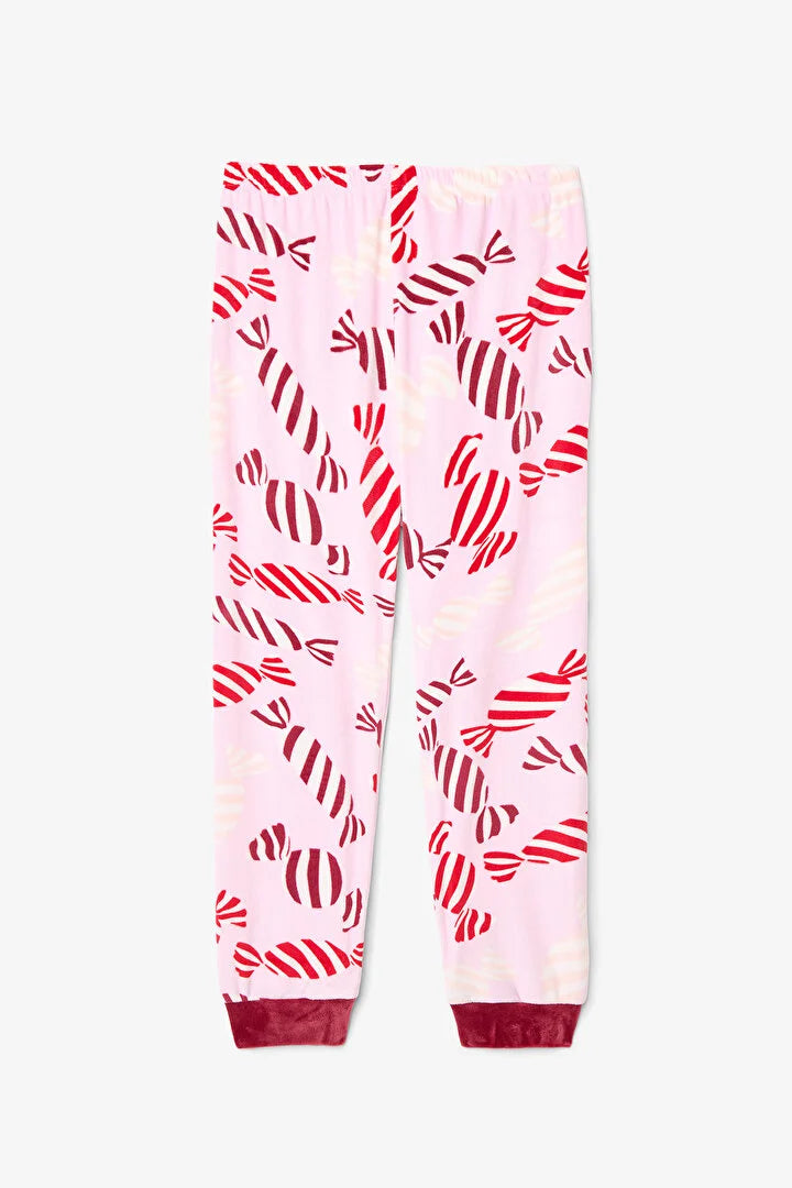 Penti Pink Girl Candy New Year Patterned Soft Texture Pajama Set