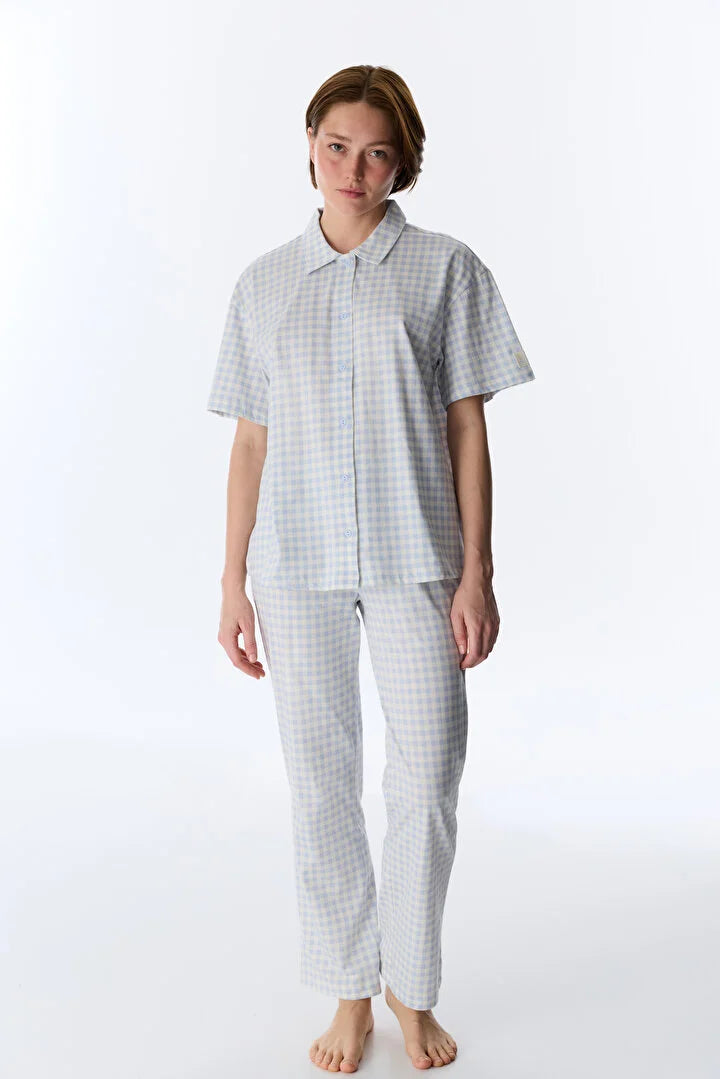 Penti Blue Shirt Pants Pyjama Set