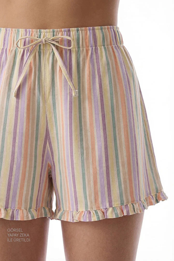Penti Colorful Sweet Day Striped Shorts Pajama Set