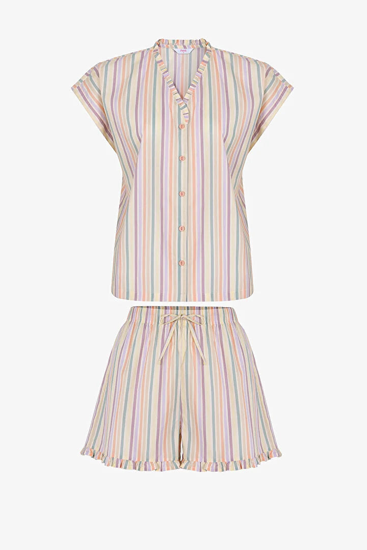 Penti Colorful Sweet Day Striped Shorts Pajama Set