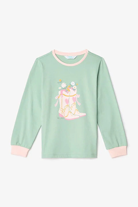 Penti Girls Cowboy Goose Floral Long Sleeve 2-Piece Pajama Set