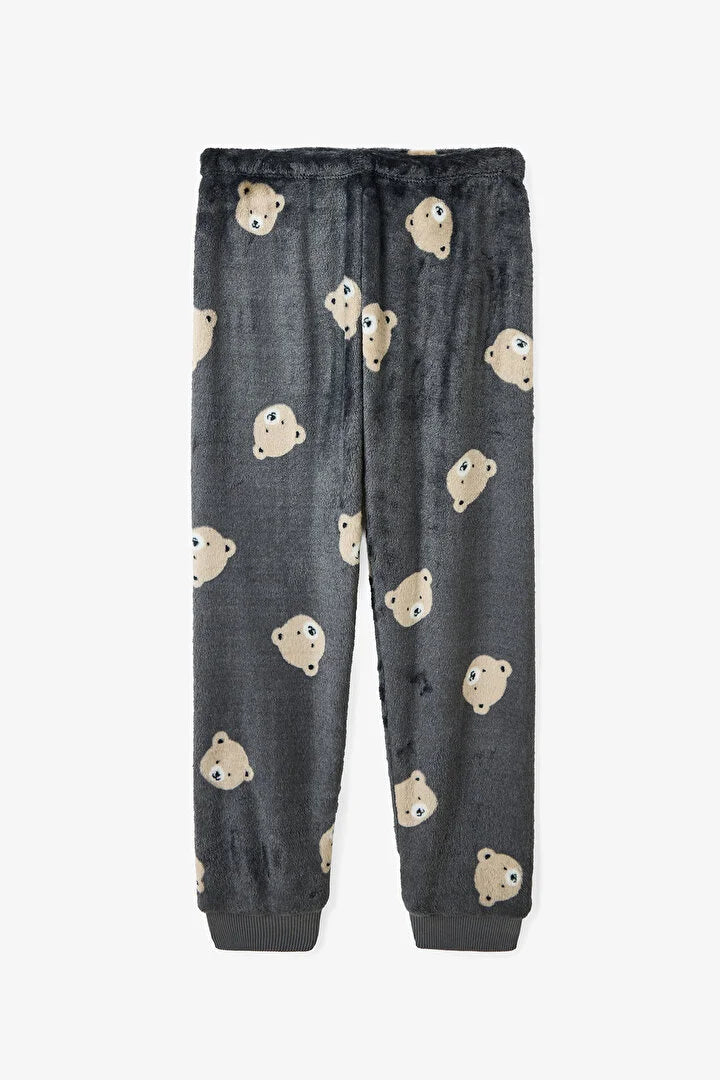 Penti Broken Grey Boy's Bear Print Long Sleeve Pajama Set