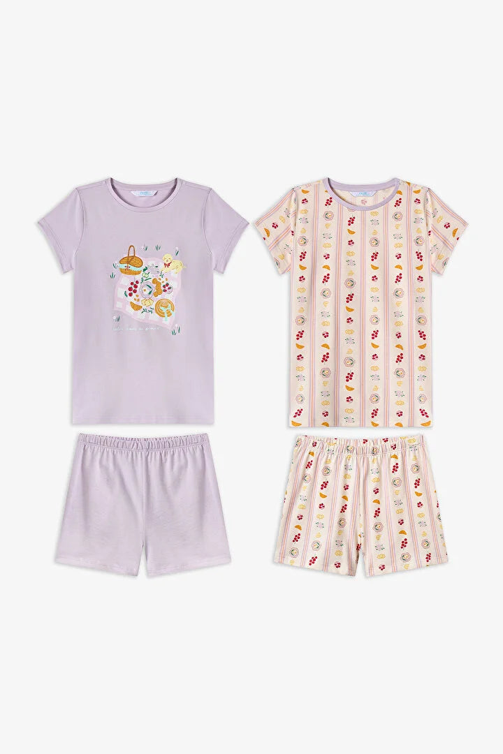 Penti Girl Short Sleeved 2 in 1 Shorts Pyjama Set