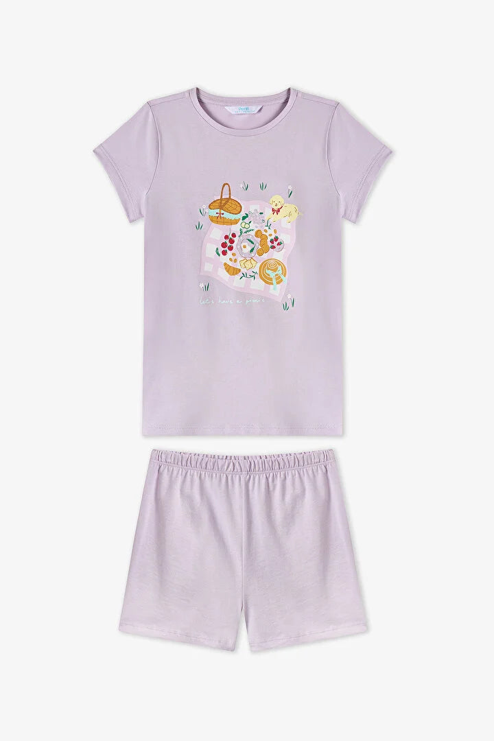 Penti Girl Short Sleeved 2 in 1 Shorts Pyjama Set