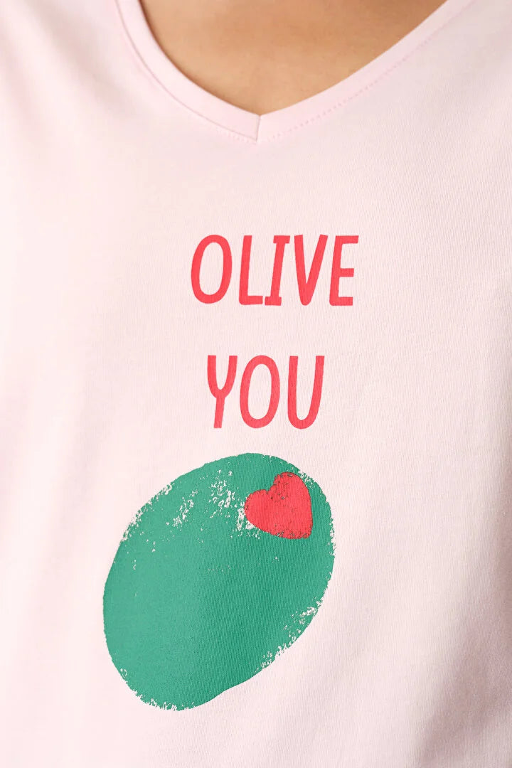 Penti Colorful Olive You Shorts Pajama Set