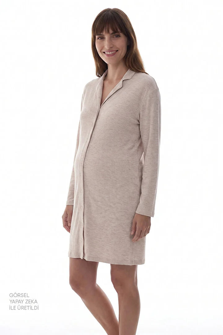 Penti Beige Melange Long Sleeve Nightgown