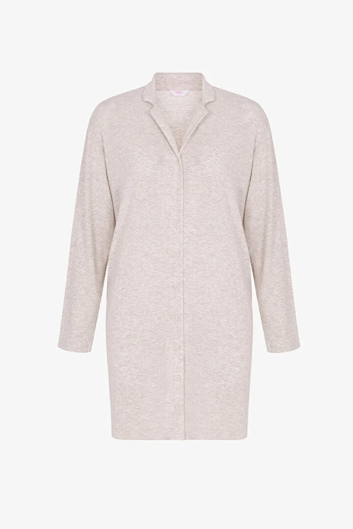 Penti Beige Melange Long Sleeve Nightgown