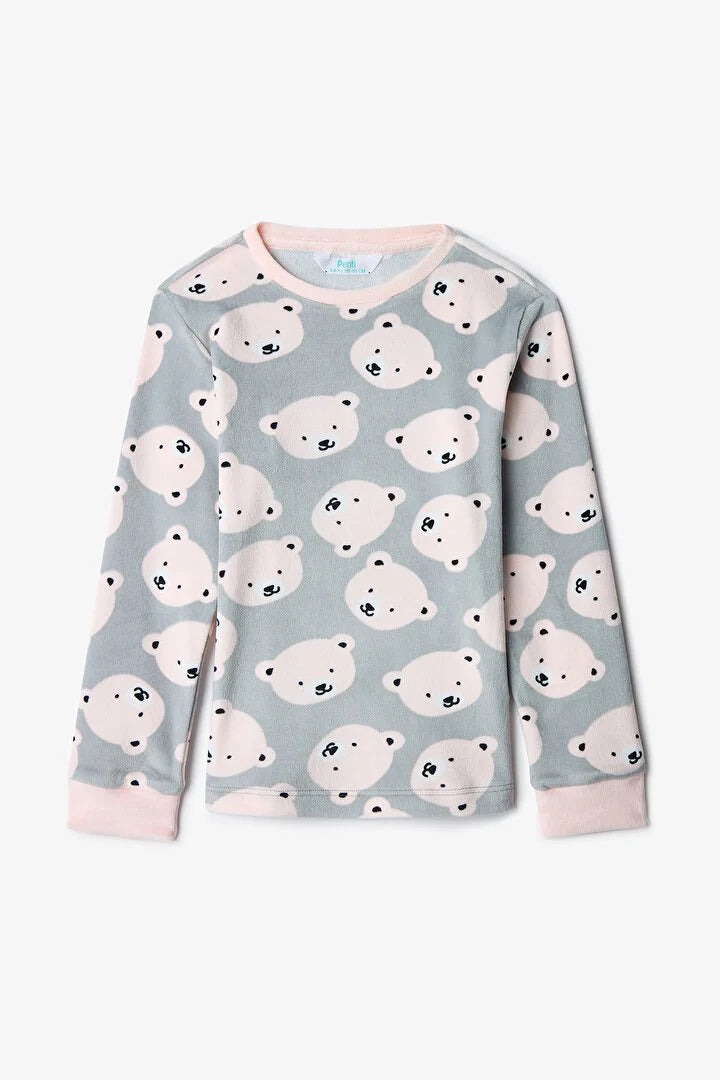 Penti Gray Girls Bear Patterned Pajama Set