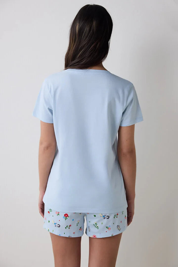 Penti Floral Shirt Light Blue Pj Set