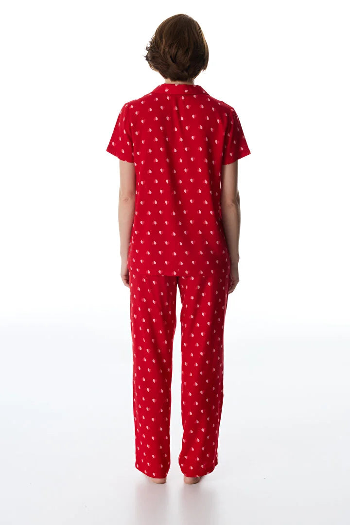 Penti Red Tiny Hearts Shirt & Pants Pyjama Set
