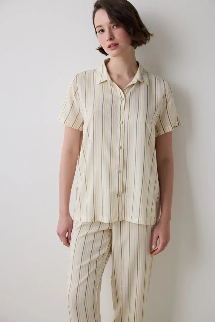 Penti Iris Striped Shirt Pant Multi Color PJ Set