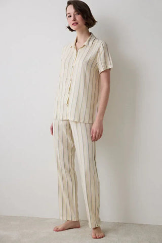 Penti Iris Striped Shirt Pant Multi Color PJ Set
