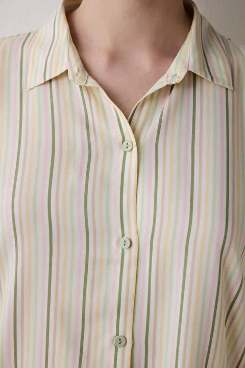 Penti Iris Striped Shirt Pant Multi Color PJ Set