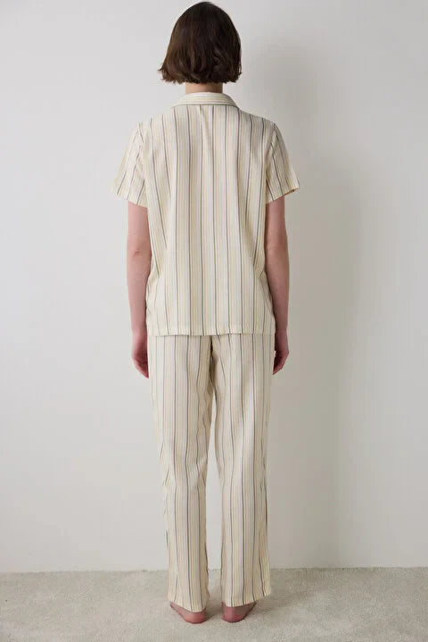 Penti Iris Striped Shirt Pant Multi Color PJ Set