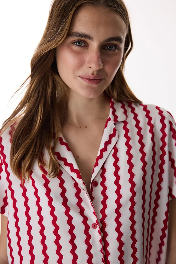 Penti Red Shirt & Pants Pajama Set