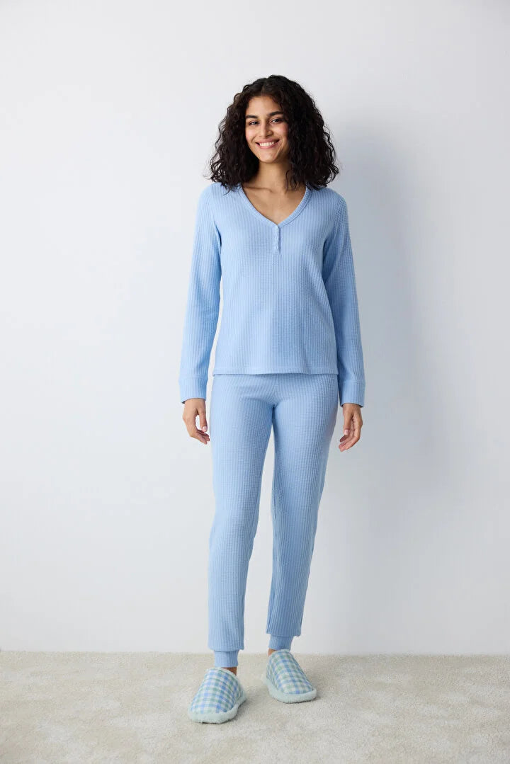 Penti Light Blue Soft Pant Pyjama Set