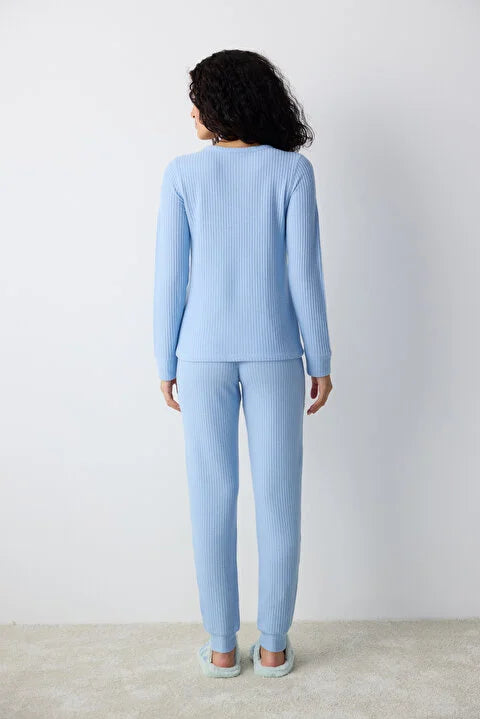 Penti Light Blue Soft Pant Pyjama Set