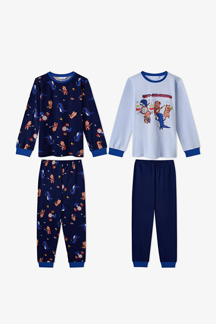 Penti Blue Capy-Jam Session Cotton Long-Sleeve 2-Piece Pajama Set