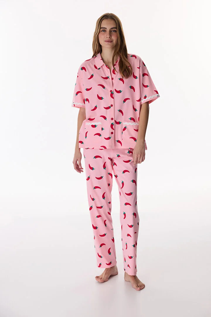 Penti Pink Just Chill Shirt Pants Pyjama Set