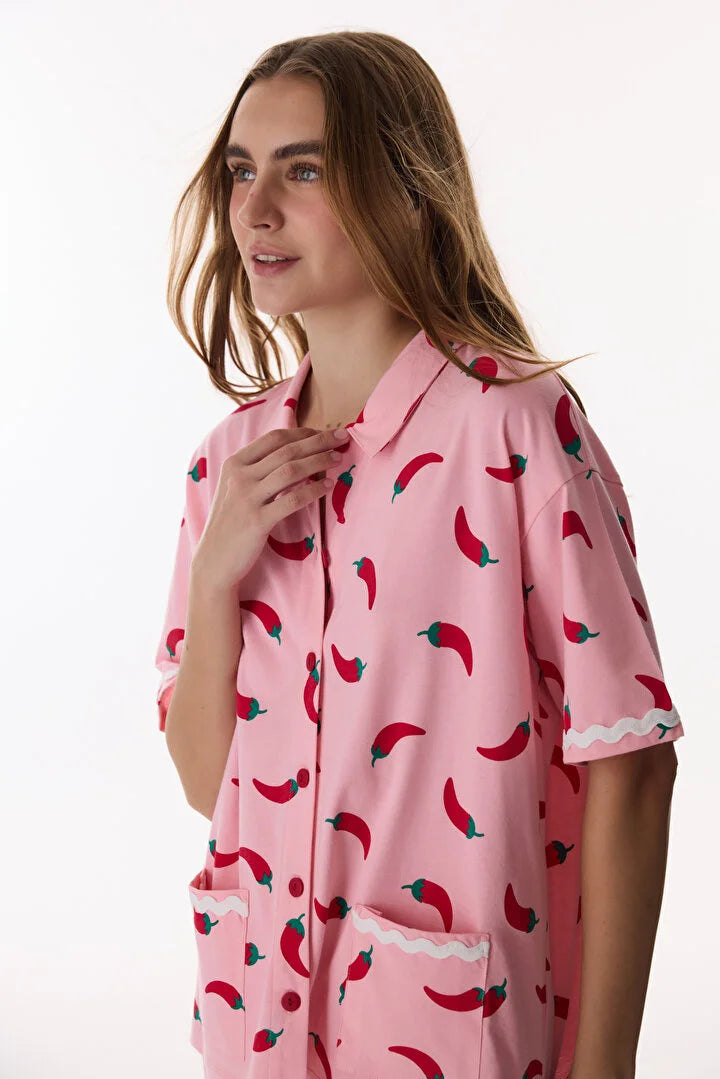 Penti Pink Just Chill Shirt Pants Pyjama Set