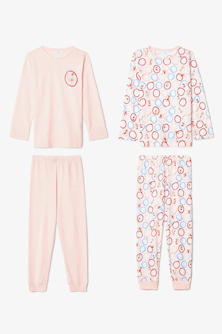 Penti Girls Dancer Printed Cotton Long Sleeve 2-Piece Pajama Set