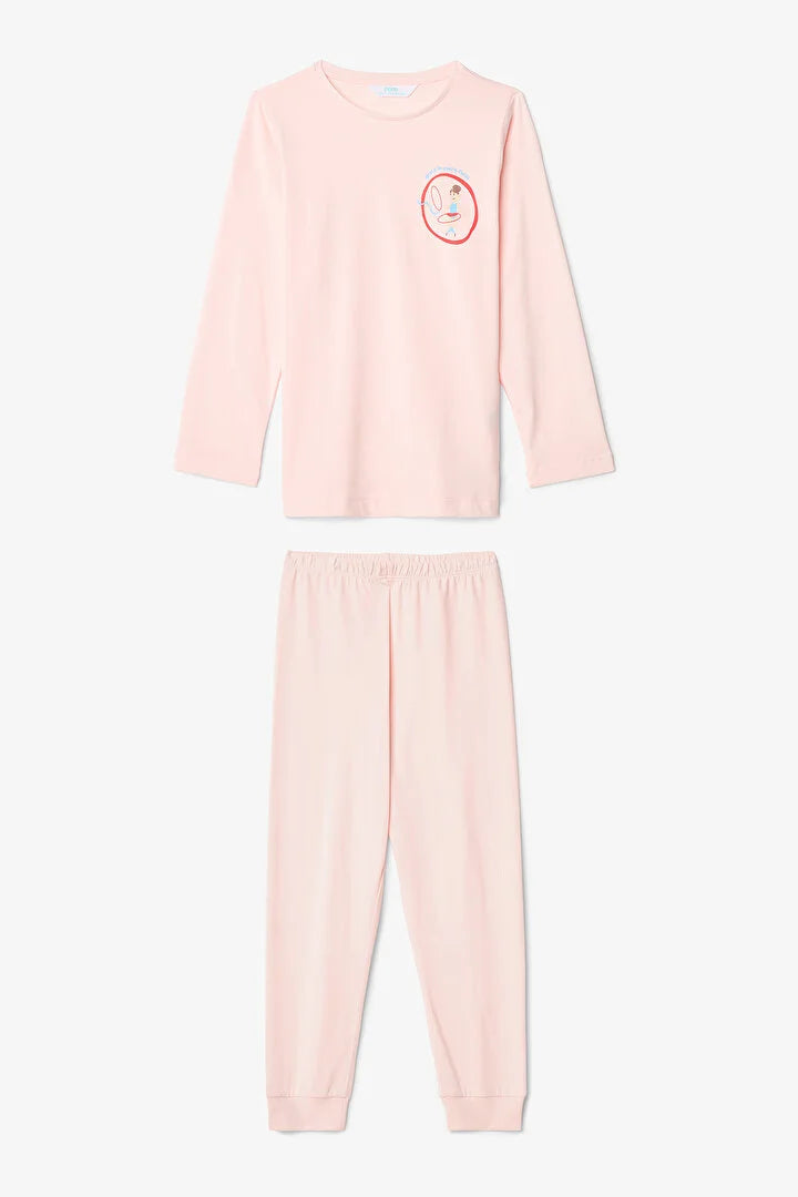 Penti Girls Dancer Printed Cotton Long Sleeve 2-Piece Pajama Set