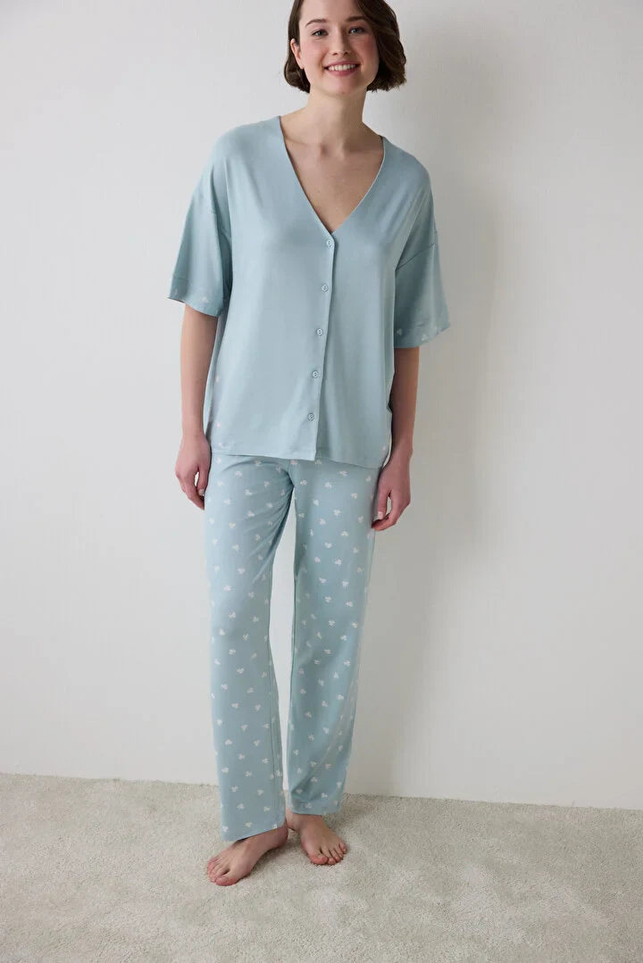 Penti Green Shirt Pant Pj Set