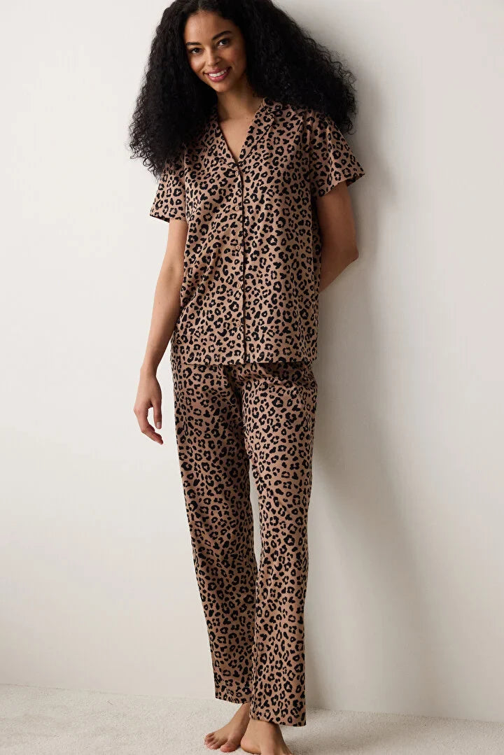Penti Tiger Shirt Pant Light Pink Pj Set
